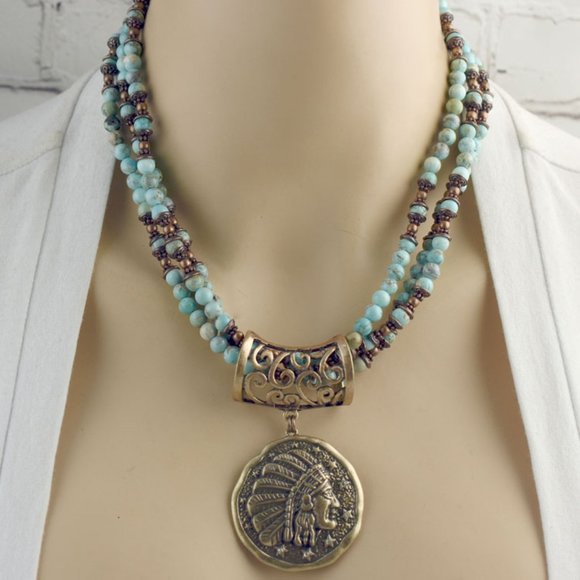 BG Designs Jewelry - Turquoise Native American Chief Necklace Set